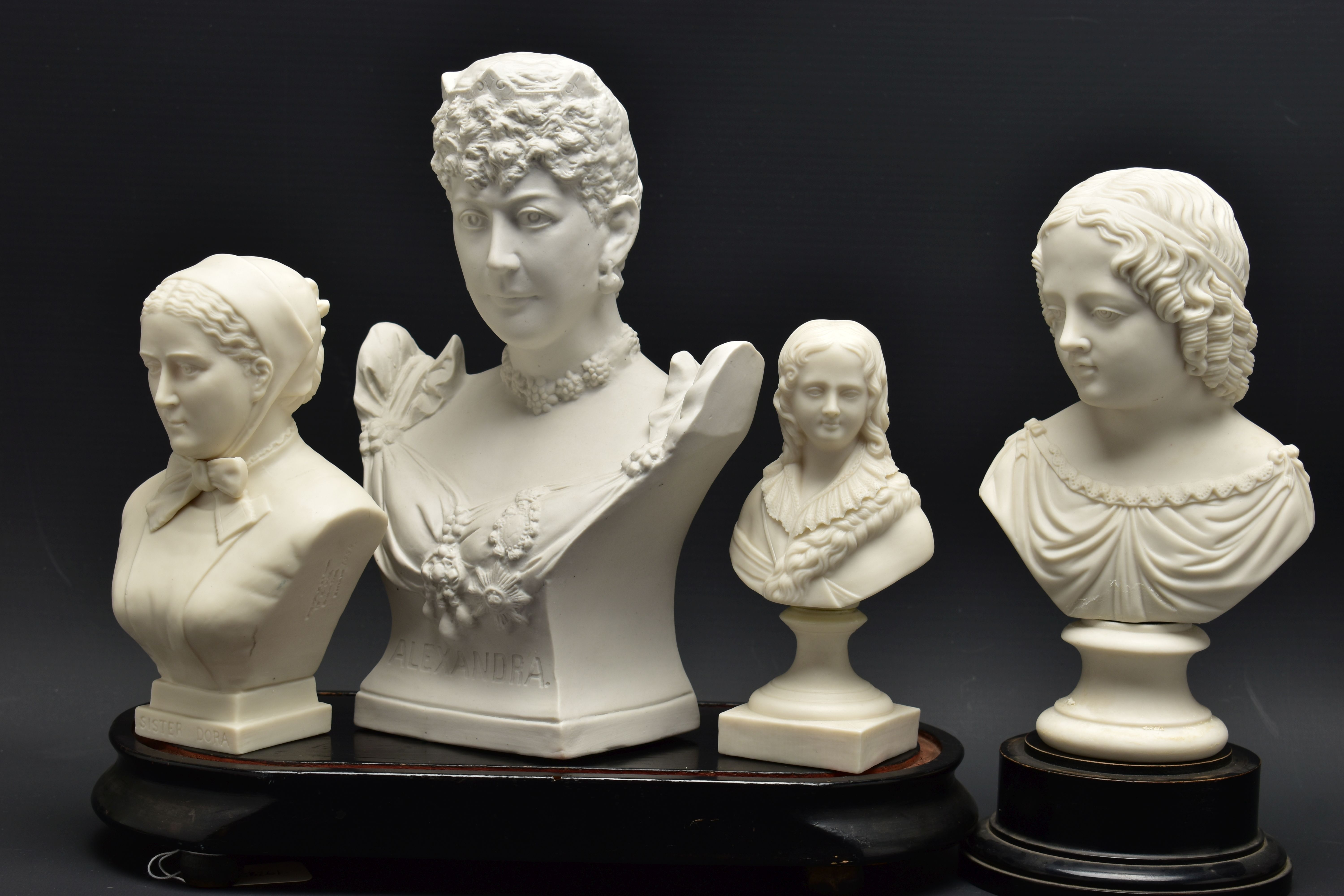 FOUR LATE 19TH AND EARLY 20TH CENTURY PARIAN AND BISQUE BUSTS, comprising a Goss 'Sister Dora', - Image 8 of 14