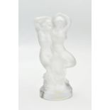 A LALIQUE FROSTED AND MOULDED GLASS STAUETTE LE FAUNE, etched 'Lalique France' to the base and