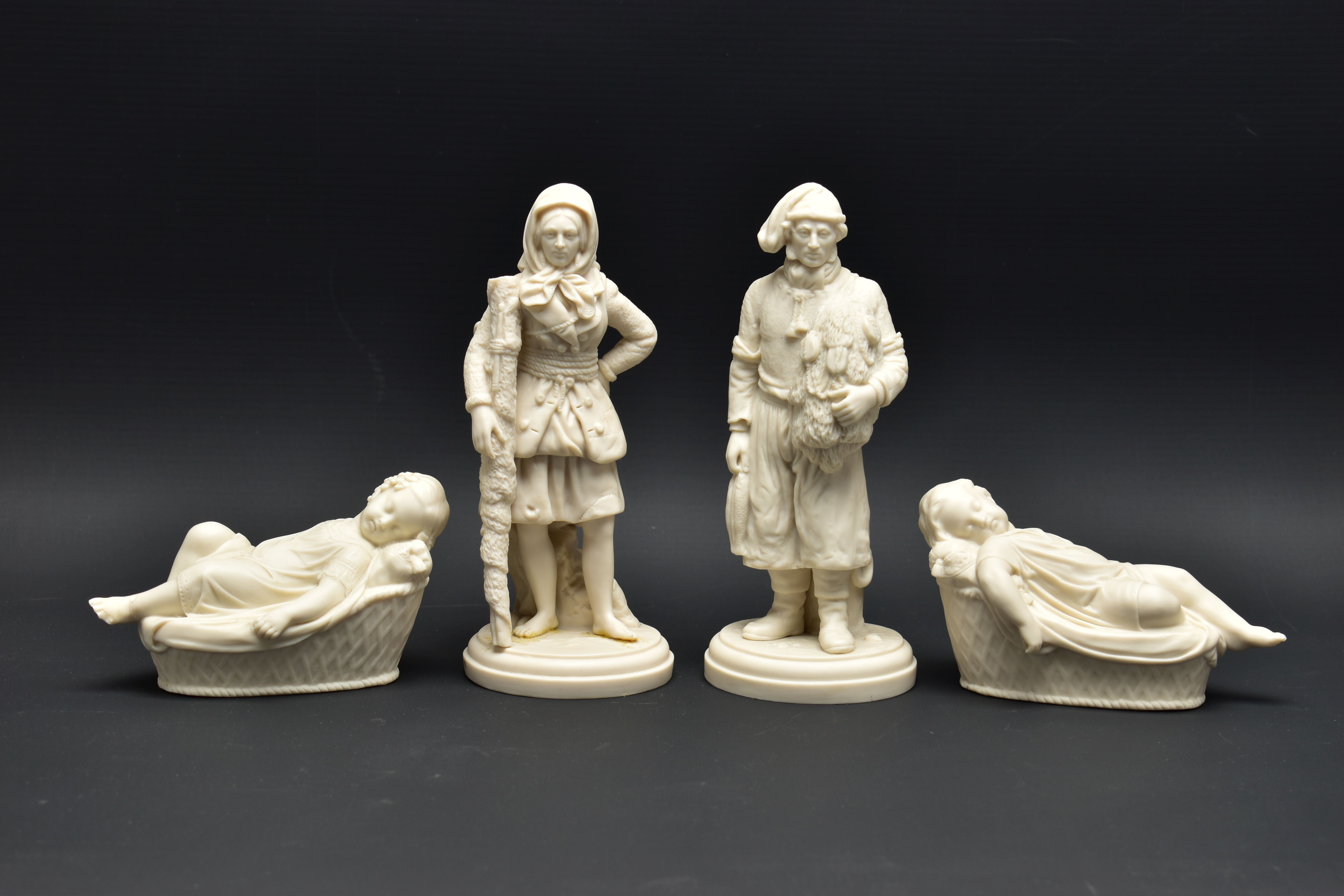 A PAIR OF 19TH CENTURY COPELAND PARIAN FIGURES OF A BOULOGNE FISHERMAN AND HIS COMPANION, modelled