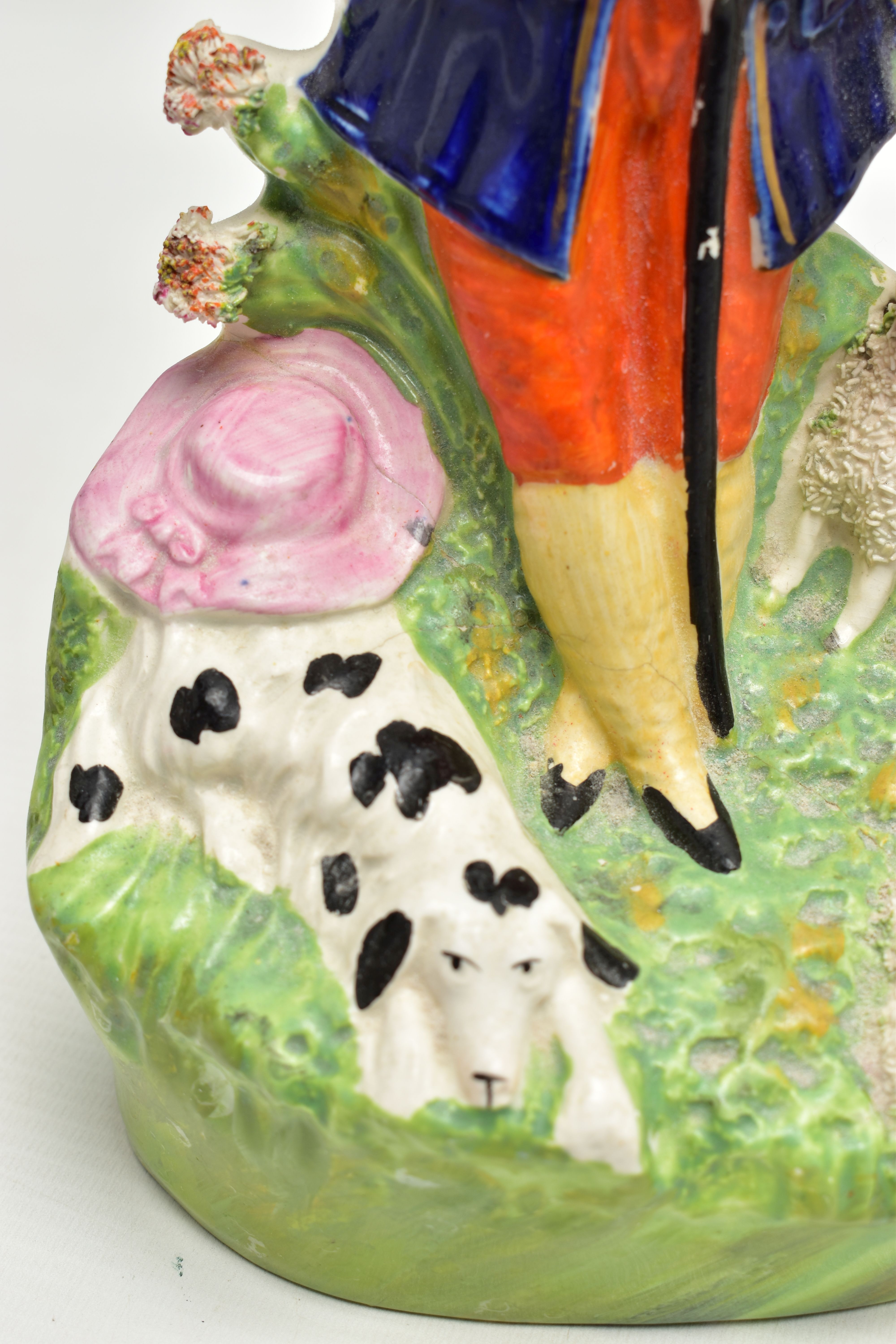 FIVE VICTORIAN STAFFORDSHIRE POTTERY FIGURES, ETC, comprising a windmill with boy and girl seated - Image 8 of 14