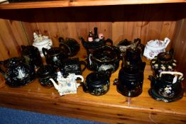 A COLLECTION OF EARLY 20TH CENTURY TEAPOTS, comprising a Sadler hand painted floral design on a