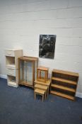 A SELECTION OF OCCASIONAL FURNITURE, to include a pair of cream finish bedside cabinets, a walnut