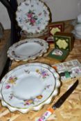 A GROUP OF ROYAL CROWN DERBY CHINA, comprising a cased Derby Posies pattern cheese knife, a
