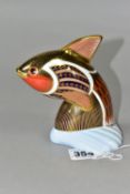 A ROYAL CROWN DERBY TROPICAL FISH 'GUPPY' PAPERWEIGHT, date cypher 1990, height 12cm, red