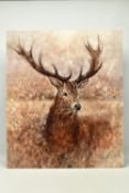 GARY BENFIELD (BRITISH 1965) 'NOBLE', a signed limited edition print depicting a stag, 18/195 with