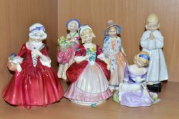 SIX SMALL ROYAL DOULTON LADY FIGURINES, comprising 'Lily' HN1798, 'Valerie' HN2107, 'Cissie' HN1809,