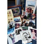 One box and loose of SIGNED CELEBRITY PHOTOGRAPHS AND TWO UNSIGNED POSTERS comprising a framed and