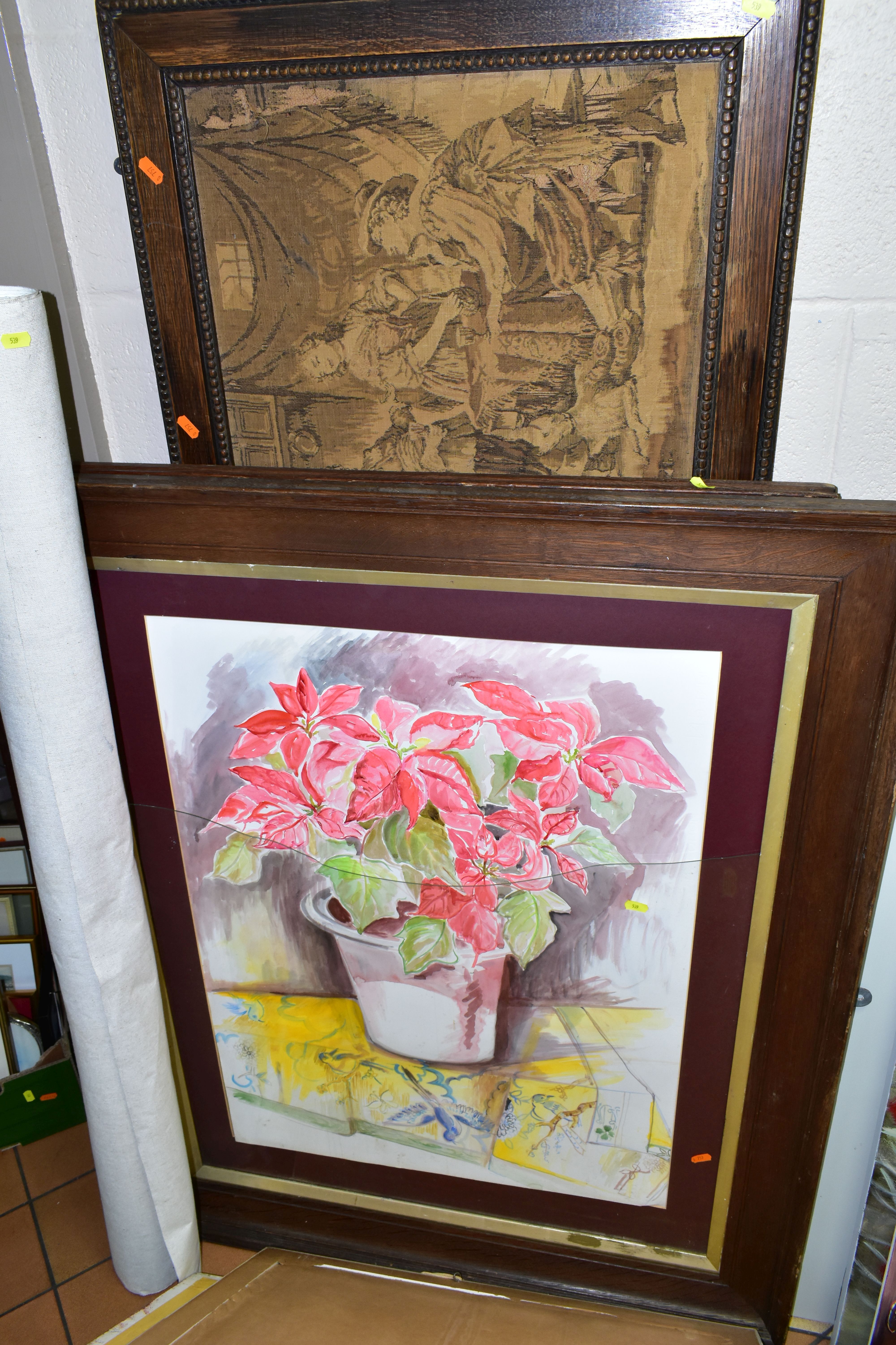 A SMALL QUANTITY OF LARGE PAINTINGS AND PRINTS ETC, to include two still life flower studies, one - Image 8 of 8