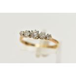A FIVE STONE DIAMOND RING, graduating old cut diamonds, estimated total diamond weight 0.50ct,