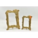 TWO EARLY 20TH CENTURY BRASS FRAMES, art nouveau design brass frames, the first approximate height