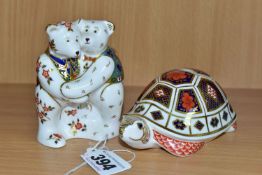 TWO ROYAL CROWN DERBY PAPERWEIGHTS, comprising 'Turtle' date cypher 1986, no stopper, introduced