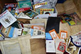 FOUR BOXES OF EPHEMERA consisting of entertainment programmes, an FA Cup Final programme, travel