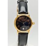 A GENTS 'MONTBLANC' WRISTWATCH, Automatic, round black dial signed 'Montblanc, Automatic', Arabic