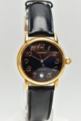 A GENTS 'MONTBLANC' WRISTWATCH, Automatic, round black dial signed 'Montblanc, Automatic', Arabic