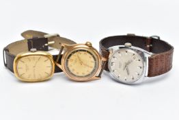 THREE GENTS WRISTWATCHES, to include a manual wind 'Sekonda, 17 jewels', round white dial, silver