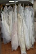 FIFTEEN WEDDING DRESSES, retail stock clearance (some may have marks or very light damage) varying