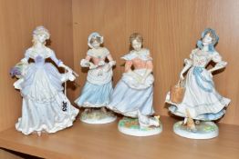 FOUR COALPORT AND ROYAL WORCESTER FIGURINES, comprising Coalport for Compton & Woodhouse 'Lavender