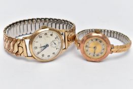 A LADY'S AND A GENT'S GOLD WRISTWATCH, the first a gents manual wind, 'Garrad' watch, featuring a