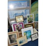 ONE BOX OF FRAMED PRINTS AND THREE LARGE PRINTS, to include twenty six assorted framed prints,