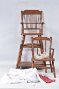 A GERMAN PINE METAMORPHIC DOLLS HIGH CHAIR, c.1910, transfer decoration, tray features a line of