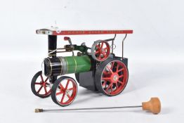AN UNBOXED MAMOD LIVE STEAM TRACTION ENGINE, No.TE1A, green and black body with cream, red and