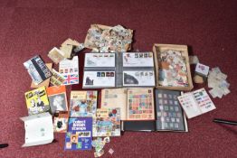 COLLECTION OF STAMPS BLUE PLASTIC TUB, we note GB FDCs, Europe (inc GB) mint collection, loose in