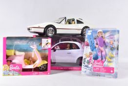 A BOXED MATTEL BARBIE FIAT 500 CAR MODEL, No.FVR07, white car with doll, appears largely complete