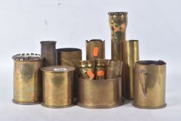 TWELVE VARIOUS PIECES OF SMALL TRENCH ART, ranging from a loving cup to some vase, they appear to be