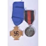 WWII SUDETENLAND MEDAL AND BRONZE COLOURED FAITHFUL SERVICE MEDAL, the Sudetenland medal was also