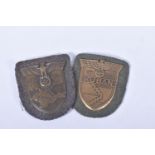 A WWII KUBAN SHIELD AND KRIM SHIELD, both shields are in a nice condition and show only the usual