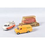THREE DINKY TOYS FORD TRANSIT VANS, boxed Fire Appliance, No.271, type 2 casting, complete with