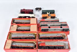 A QUANTITY OF MAINLY BOXED TRI-ANG OO GAUGE TRANSCONTINENTAL LOCOMOTIVES AND ROLLING STOCK, to
