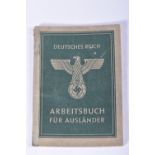 A WWII DEUTCHES REICH ARBEITSBUCH FUR AUSLANDER BOOK, this book is named to 'Anne' and has her photo
