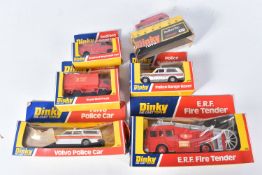 SIX BOXED DINKY TOYS MODELS, majority are later issues, Volvo Police Car, No.243, Police Range