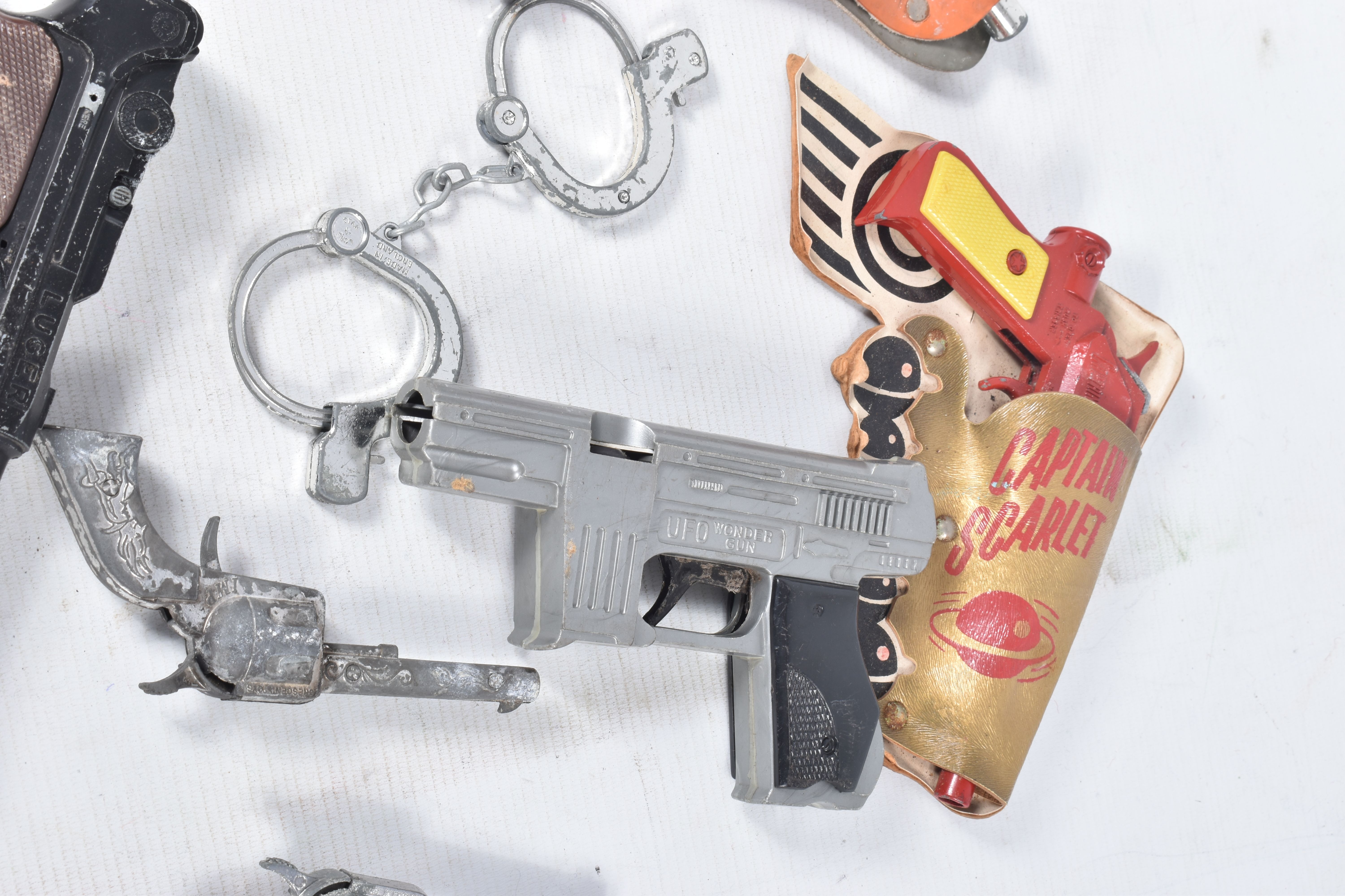A DIECAST LONE STAR CAPTAIN SCARLET CAP GUN AND HOLSTER, with a collection of other diecast and - Image 6 of 6