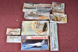 A QUANTITY OF BOXED UNBUILT AIRFIX AND REVELL PLASTIC CONSTRUCTION KITS, majority are aircraft or