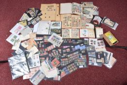 BOX OF STAMPS IN ALBUMS AND ON CARDS, we note HK festivals sheet, some GB face Italian colonies mint