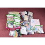 A LARGE QUANTITY OF ASSORTED ANTIQUE AND OTHER FABRICS FOR DOLL DRESSING AND REPAIR, sewing