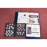COLLECTION OF STAMPS AN COVERS IN THREE ALBUMS, we note Philatelic Numismatic covers with values