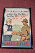 AN AMERICAN WW2 THIRD LIBERTY LOAN POSTER, displaying an elderly gentleman shaking the hand of a man