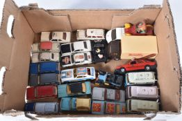 A QUANTITY OF UNBOXED AND ASSORTED PLAYWORN CORGI TOYS FORD CAR AND VAN MODELS, to include Consul,