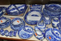 A QUANTITY OF BLUE AND WHITE SPODE ITALIAN DESIGN DINNERWARES, comprising five dinner plates, six