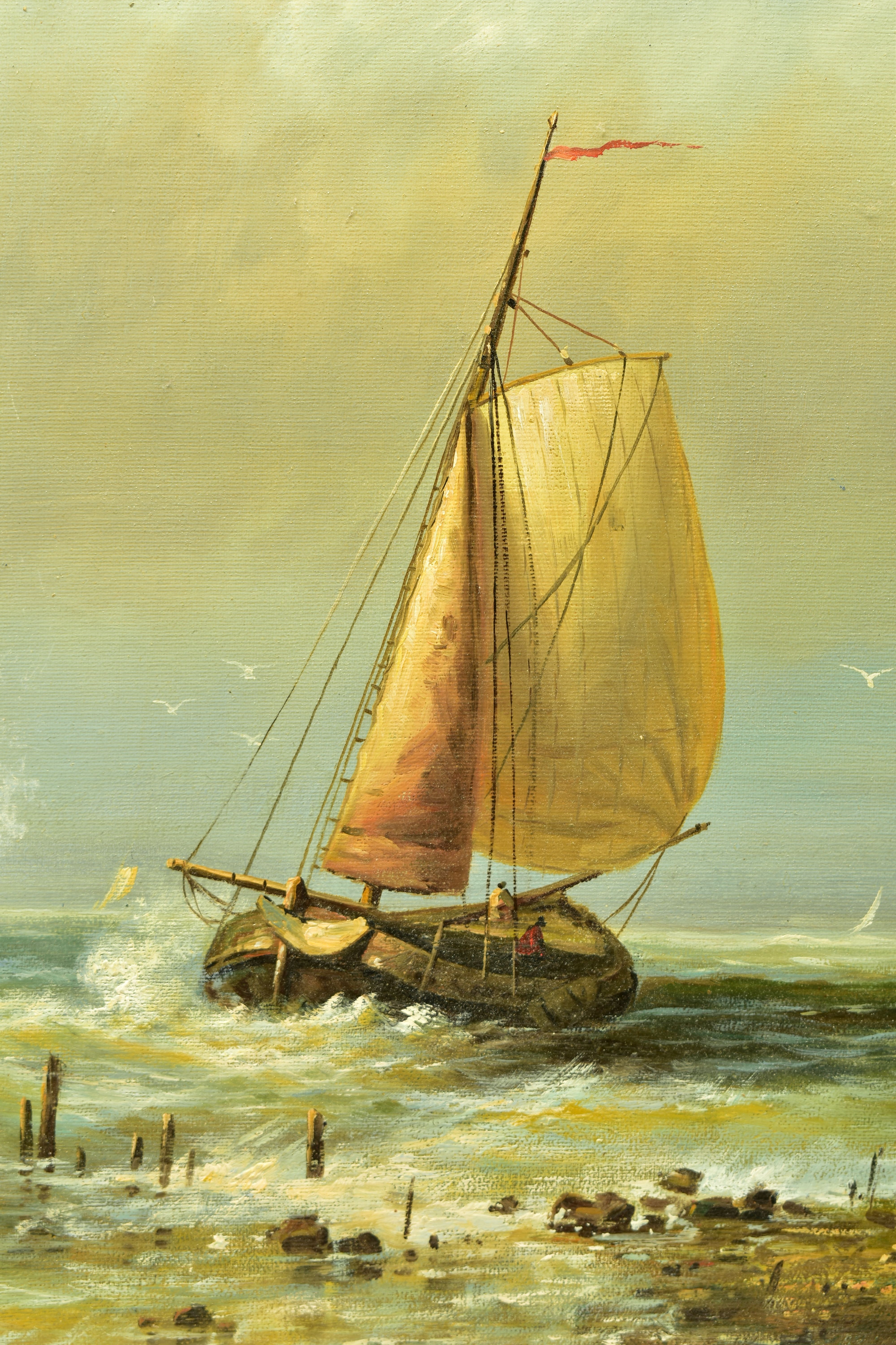 G MURPHY (20TH CENTURY) A NOSTALGIC MARITIME SCENE PAINTED IN A 19TH CENTURY STYLE, depicting - Image 4 of 7
