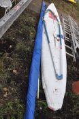 A WAYLER YPS SAILBOARD 370cm long with frame, sail and fin