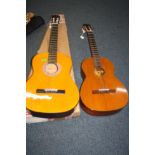 TWO STUDENT CLASSICAL GUITARS by Chantry and Landola