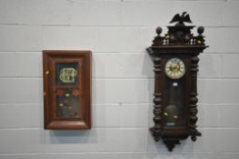 A LATE VICTORIAN WALNUT GUSTAV BECKER VIENNA WALL CLOCK, with a Roman numerals and signature, and