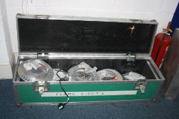 A FULL FLIGHTCASE CONTAINING FIVE CHAUVET FLAME LIGHTS including one LED Bob and four BOB (all