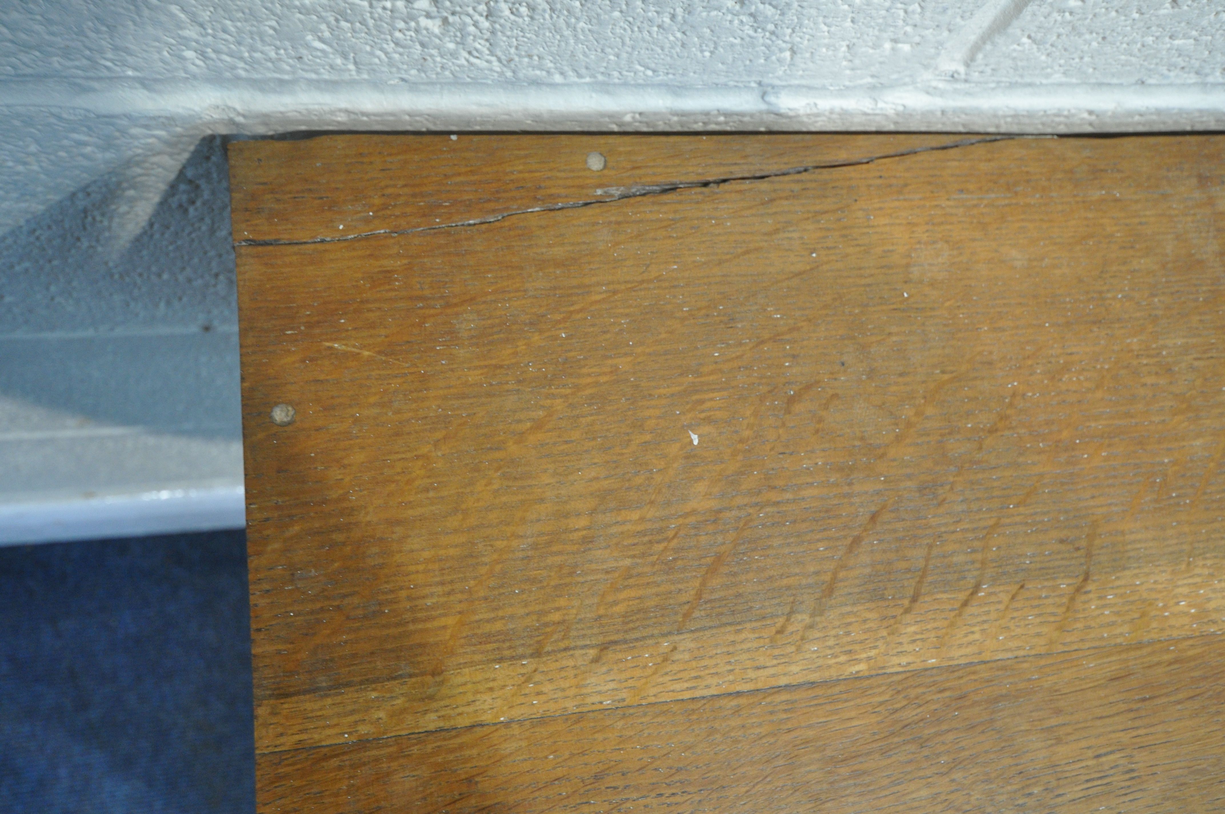 A COTSWOLD SCHOOL STYLE SOLID OAK CHEST OF TWO SHORT OVER TWO LONG DRAWERS, with circular wrought - Image 4 of 4