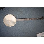 A W.E.TEMLETT ' THE SPECIAL MOZART MODEL' FIVE STRING BANJO with walnut neck , rosewood fingerboard,