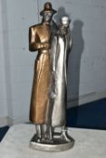 A LATE 20TH CENTURY AUSTIN PROD INC PLASTER SCULPTURE OF AN ART DECO STYLE LADY AND GENTLEMAN,